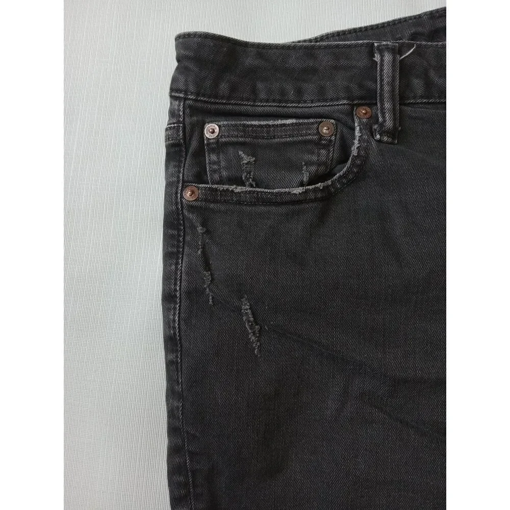 American Eagle Charcoal Wash Skinny Leg Distressed Denim Jeans Men's Size 30X32